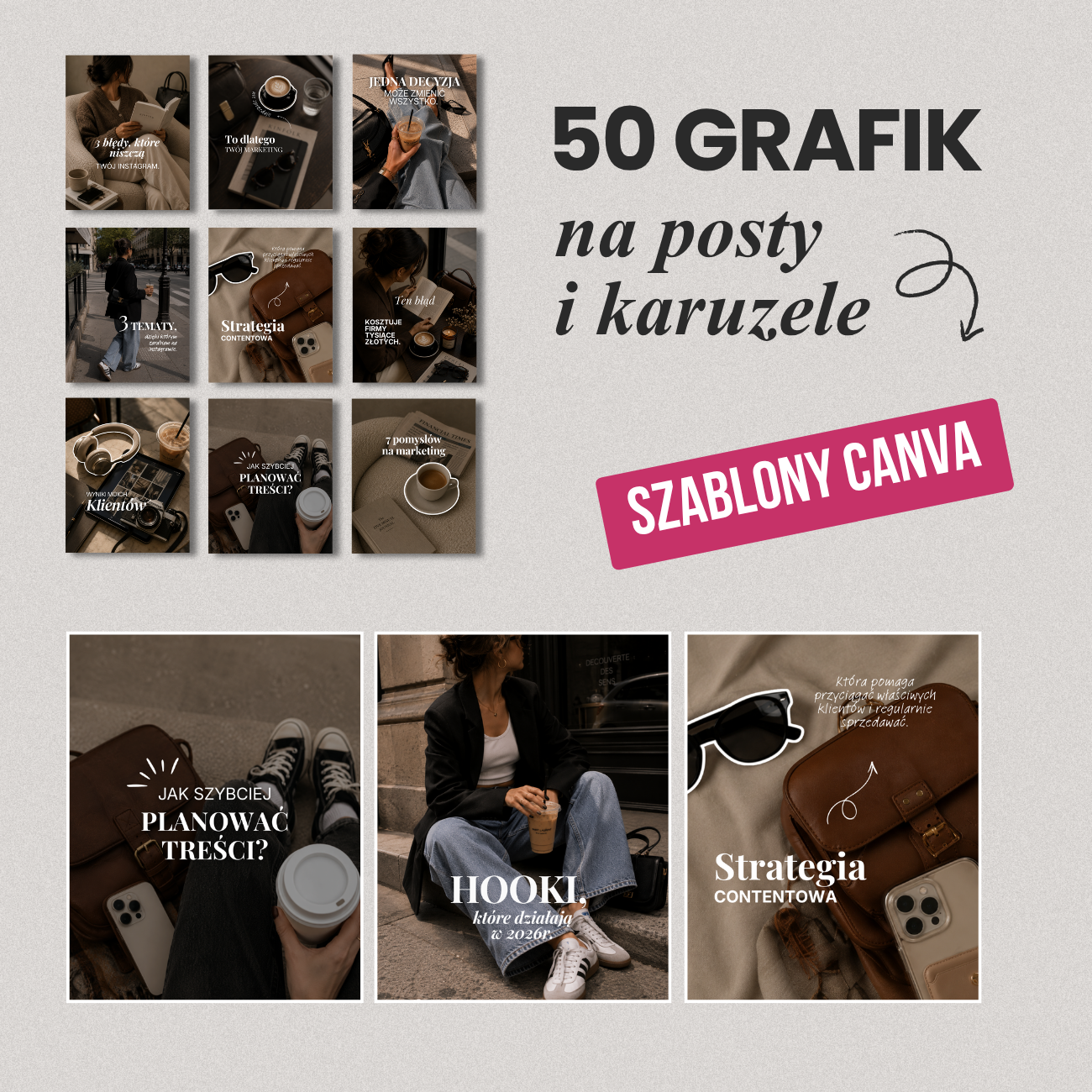 50 luksusowych szablonów postów w Canvie dla Twojego kobiecego biznesu