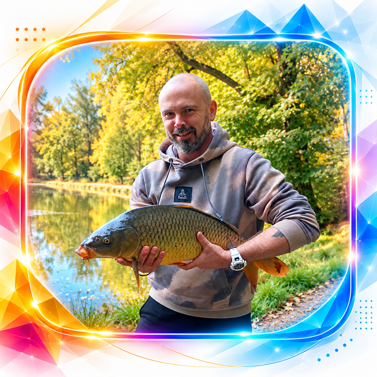 Michał podczas jesiennego połowu