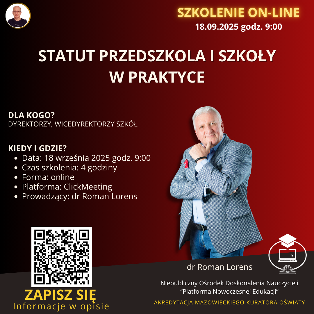 SZKOLENIE: Statut przedszkola i szkoły w praktyce. (2025-09-18)