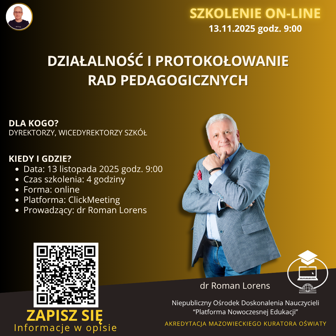 SZKOLENIE: Działalność i protokołowanie rad pedagogicznych. (2025-11-13)
