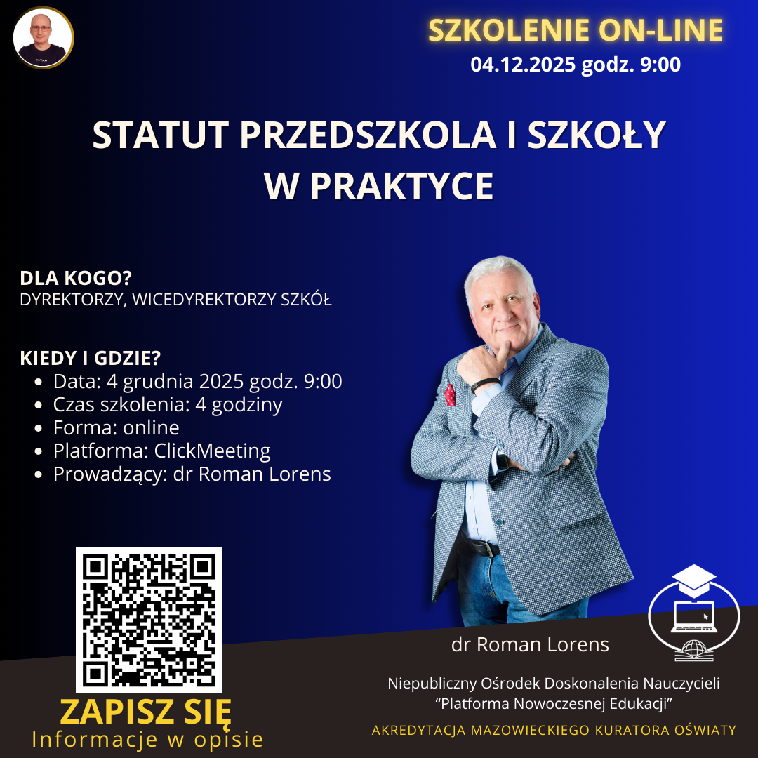 SZKOLENIE: Statut przedszkola i szkoły w praktyce. (2025-12-04)