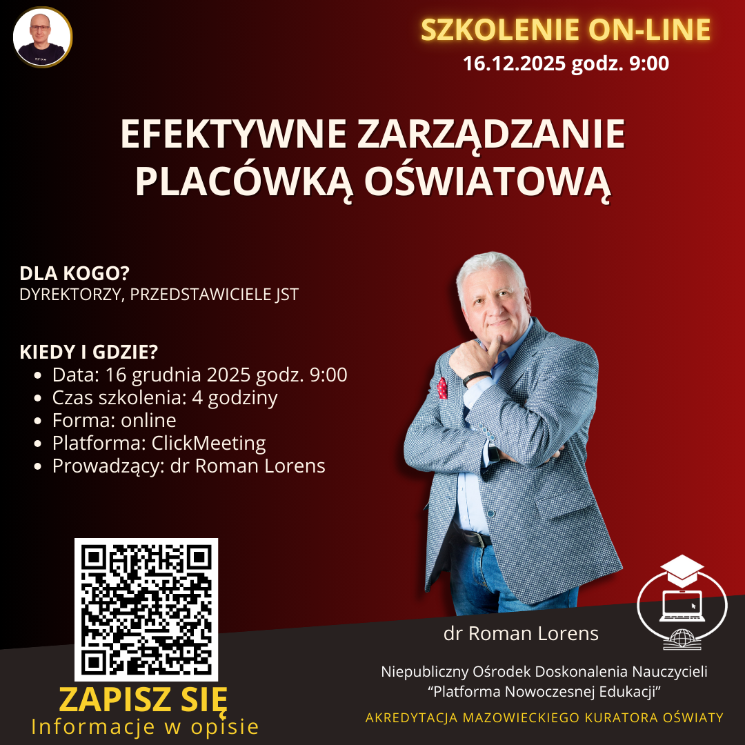 SZKOLENIE: Efektywne zarządzanie placówką oświatową. (2025-12-16)