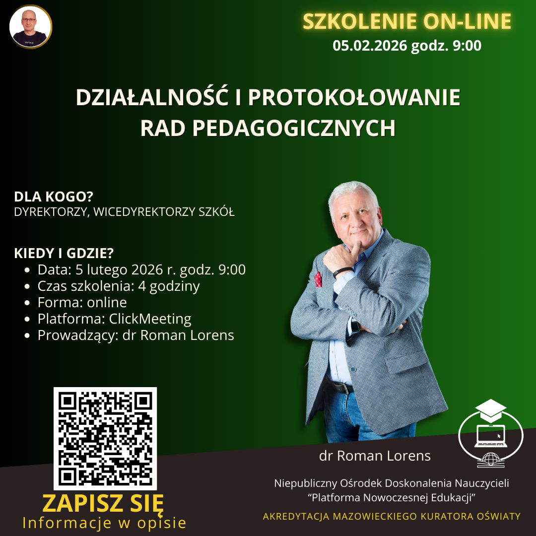 SZKOLENIE: Działalność i protokołowanie rad pedagogicznych. (2026-02-05)
