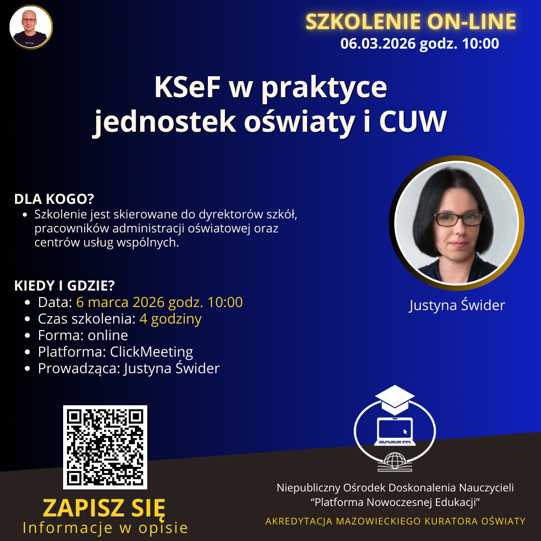 SZKOLENIE: KSeF w praktyce jednostek oświaty i CUW. (2026-03-06)