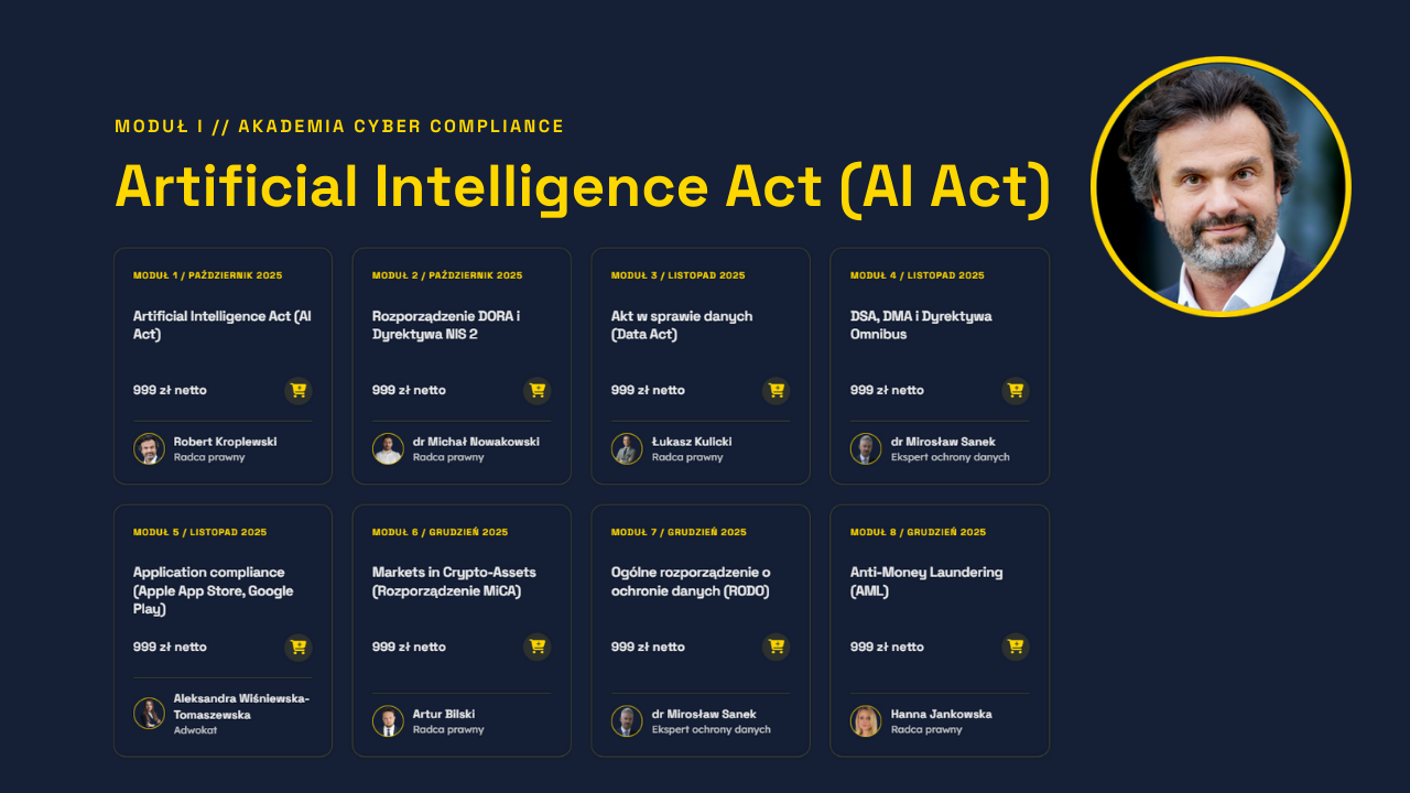 Akademia Cyber Compliance | Moduł 1: Rozporządzenie o sztucznej inteligencji (AI Act)