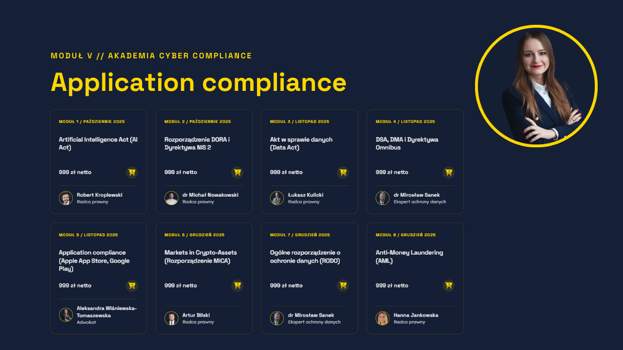 Akademia Cyber Compliance | Moduł 5: Application compliance (Apple App Store, Google Play Store)