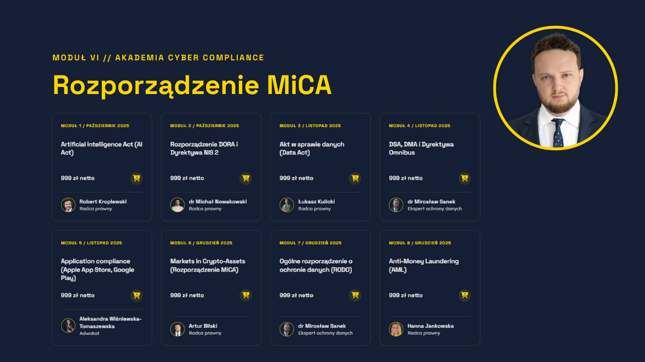 Akademia Cyber Compliance | Moduł 6: Rozporządzenie MiCA