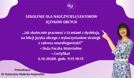 SZKOLENIE DYSLEKSJA 6.10.2026r. godz. 9:15-10:15