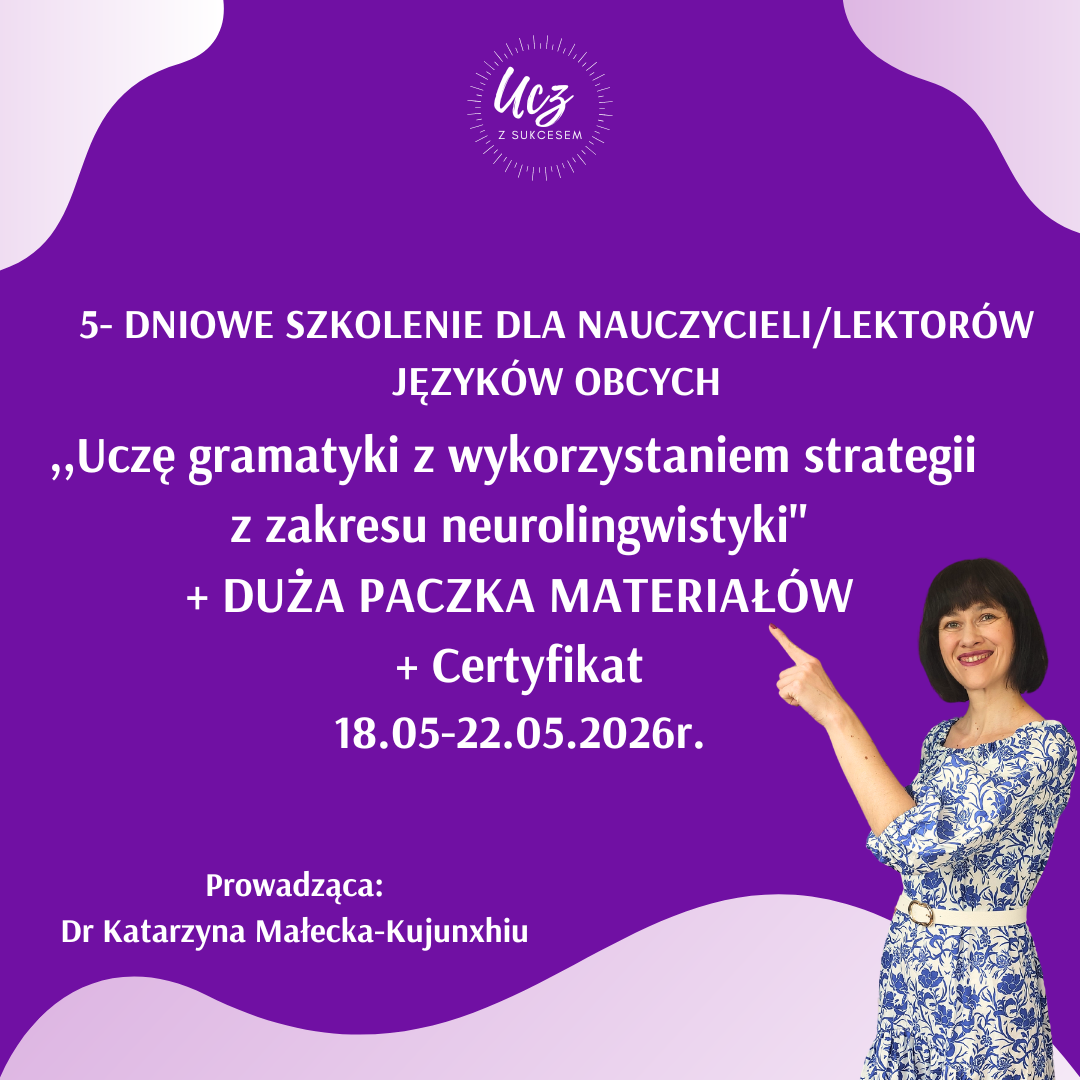 5-DNIOWE SZKOLENIE GRAMATYKA +DUŻA PACZKA MATERIAŁÓW+CERTYFIKAT 18.05 - 22.05.2026r. -