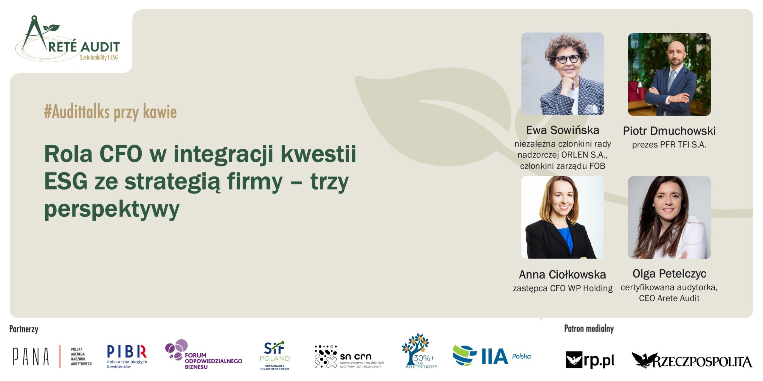 #Audittalks przy kawie: Rola CFO w integracji kwestii ESG ze strategią firmy - trzy perspektywy.