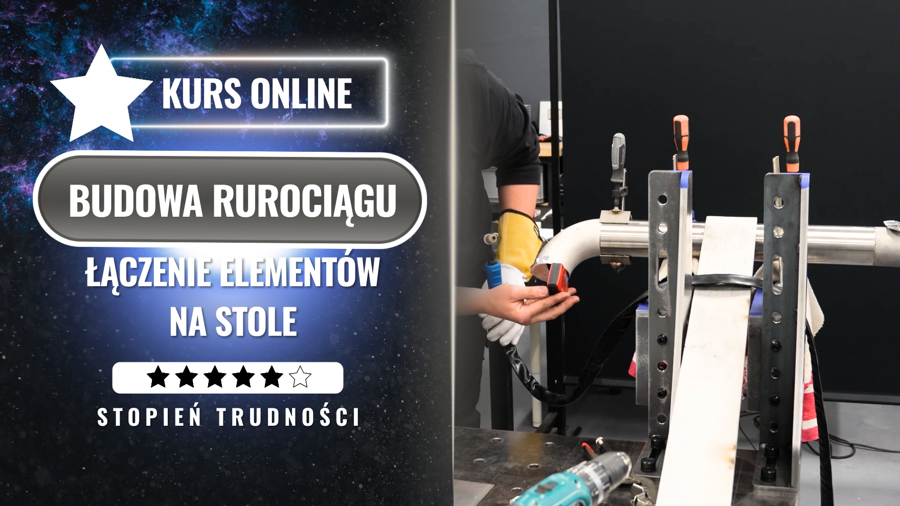 Budowa rurociągu - Łączenie elementów na stole