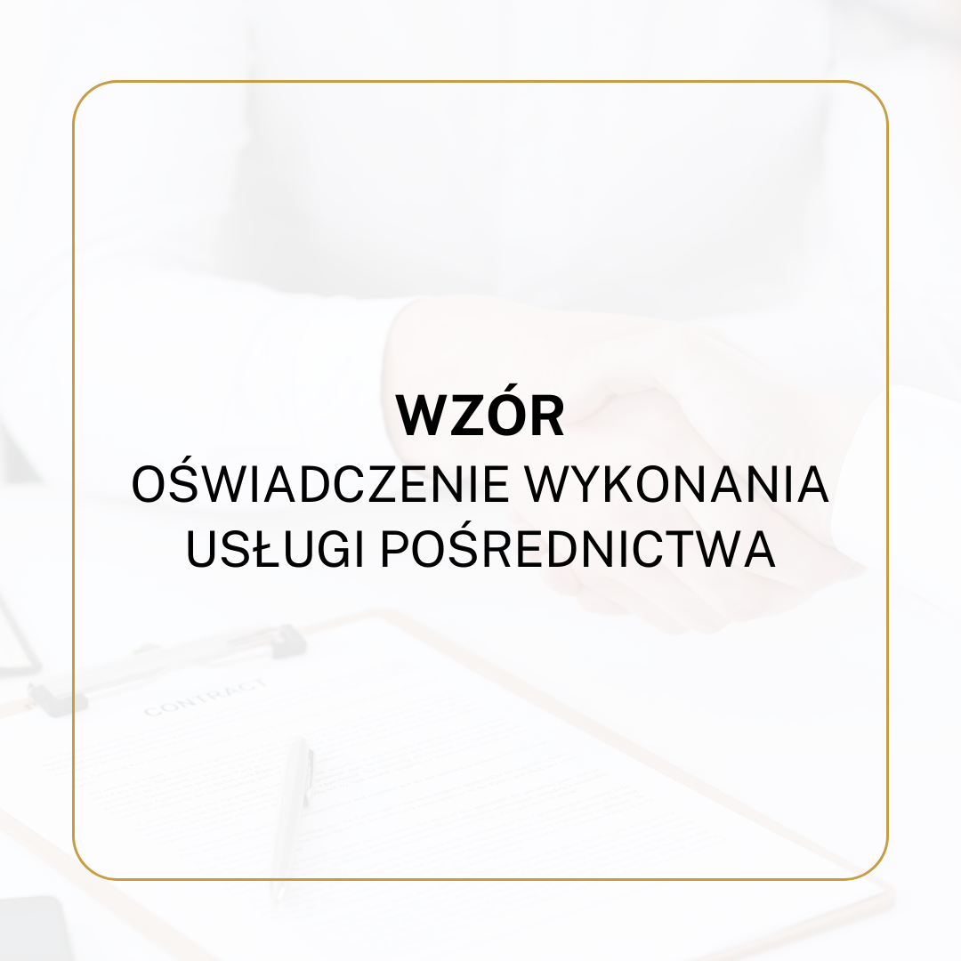 WZÓR Oświadczenie wykonania usługi pośrednictwa