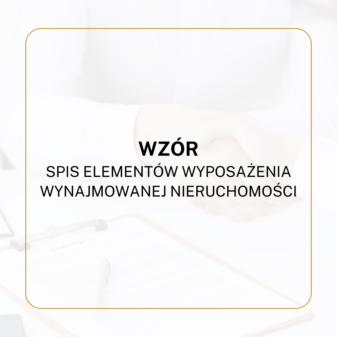 WZÓR Spis elementów wyposażenia wynajmowanej nieruchomości