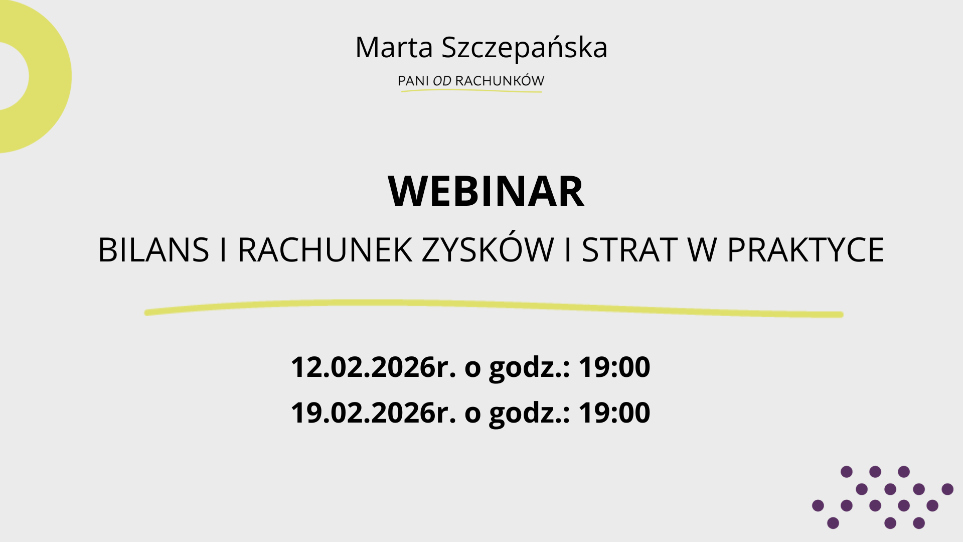Webinar Bilans i Rachunek Zysków i Strat w praktyce