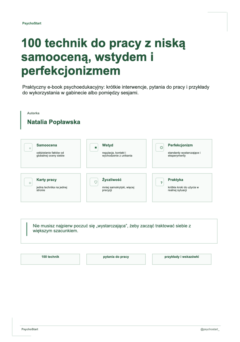 Ebook 100 technik do pracy z niską samooceną, wstydem i perfekcjonizmem