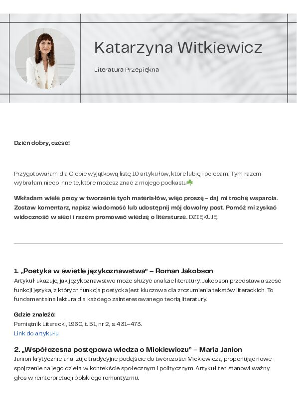 10 artykułów naukowych - LISTA