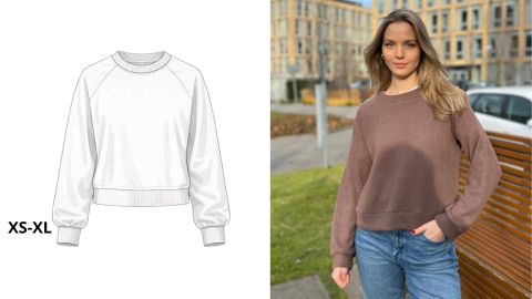 Wykrój PDF + Instrukcja video Bluza Raglanowa ANASTAZJA