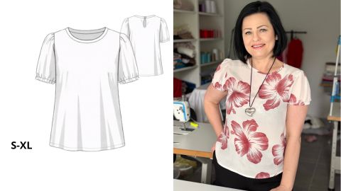 Wykrój PDF + Instrukcja szycia video Bluzki ADEL