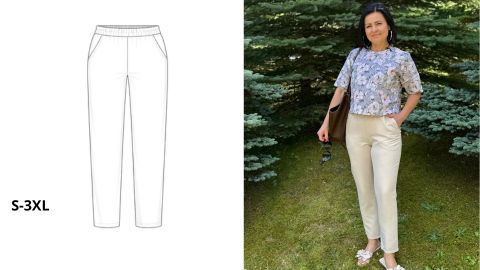 Wykrój PDF + Instrukcja szycia video Spodni cygaretek GRETA