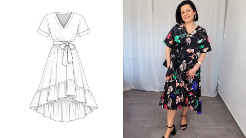 Wykrój PDF + Instrukcja szycia video sukienki ILONA