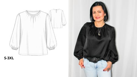 Wykrój PDF + Instrukcja szycia video bluzki KAROLINA