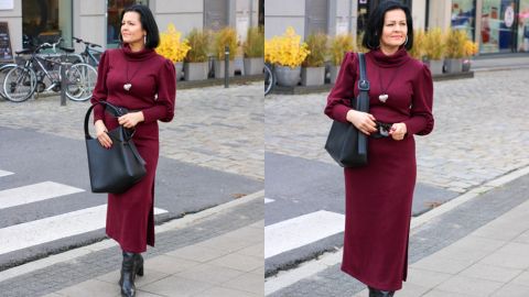 Wykrój PDF + Instrukcja szycia Sukienki z Golfem midi KASIA