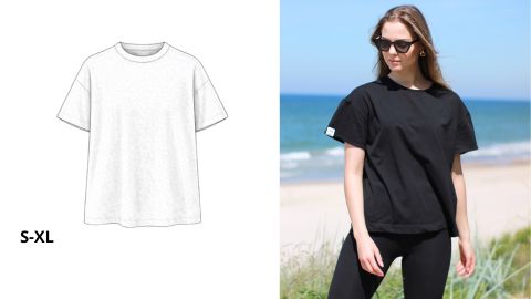 Wykrój PDF + Instrukcja szycia w formie video T-shirt OVERSIZE LARA