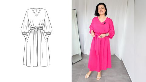 Wykrój PDF + Instrukcja szycia video sukienki LEONARDO