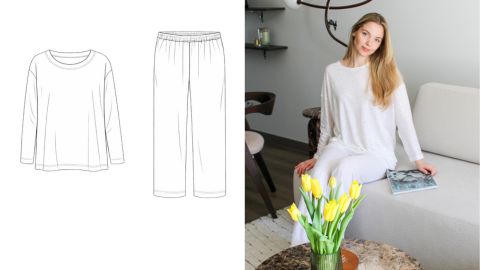 Wykrój PDF + Instrukcja szycia video piżamy LUSI