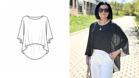 Wykrój PDF + Instrukcja szycia video bluzki MERCEDES