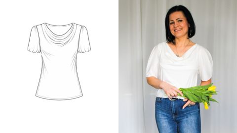 Wykrój PDF + Instrukcja szycia video bluzki MARIANNA