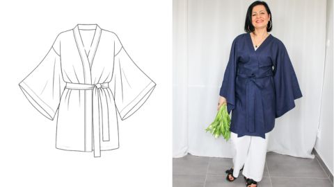 Wykrój PDF + Instrukcja szycia video kimona CAPRI