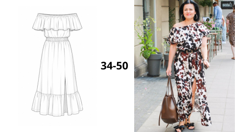 Wykrój PDF + Instrukcja szycia video Sukienki MONET