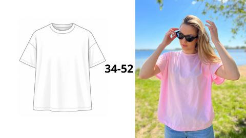 Wykrój PDF + Instrukcja szycia w formie video T-shirt OVERSIZE LARA