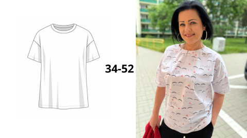Wykrój PDF + Instrukcja szycia video T-shirta ZAFIRA