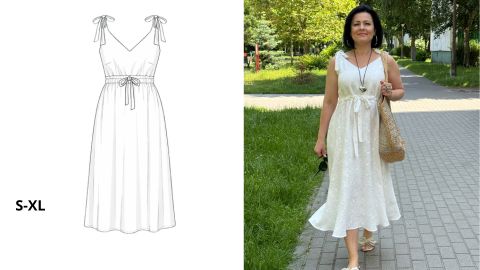 Wykrój PDF + Instrukcja szycia video Sukienki PATRYCJA