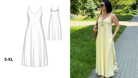 Wykrój PDF + Instrukcja szycia video Sukienki PENELOPA