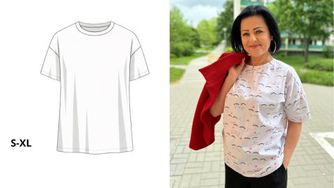 Wykrój PDF + Instrukcja szycia video T-shirta ZAFIRA