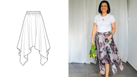 Wykrój PDF + Instrukcja szycia video spódnicy ESTELLA