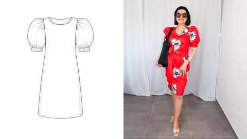 Wykrój PDF + Instrukcja szycia video sukienki LORETTA