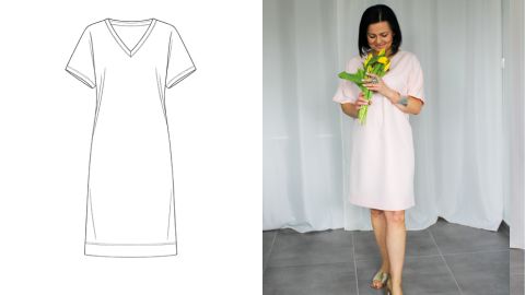 Wykrój PDF + Instrukcja szycia video sukienki MADINE