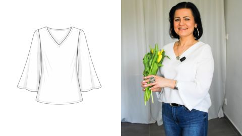 Wykrój PDF + Instrukcja szycia video bluzki MELISA
