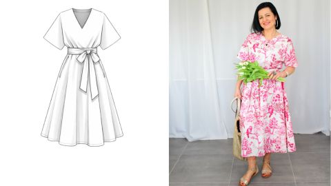 Wykrój PDF + Instrukcja szycia video sukienki MIAMI