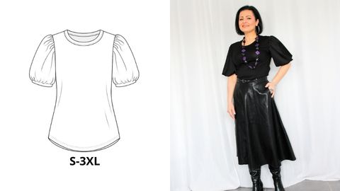 Wykrój PDF + Instrukcja szycia video bluzki MIRELLA