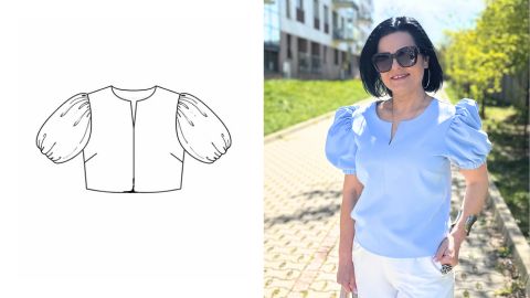 Wykrój PDF + Instrukcja szycia video bluzki PALERMO