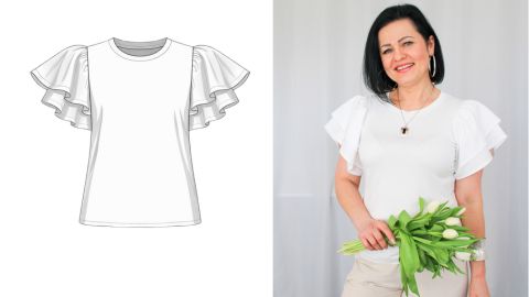 Wykrój PDF + Instrukcja szycia video t-shirtu SALERNO