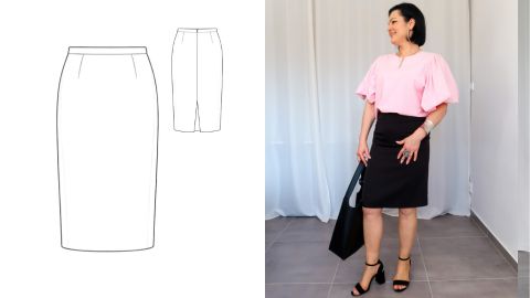 Wykrój PDF + Instrukcja szycia video spódnicy MONIKA