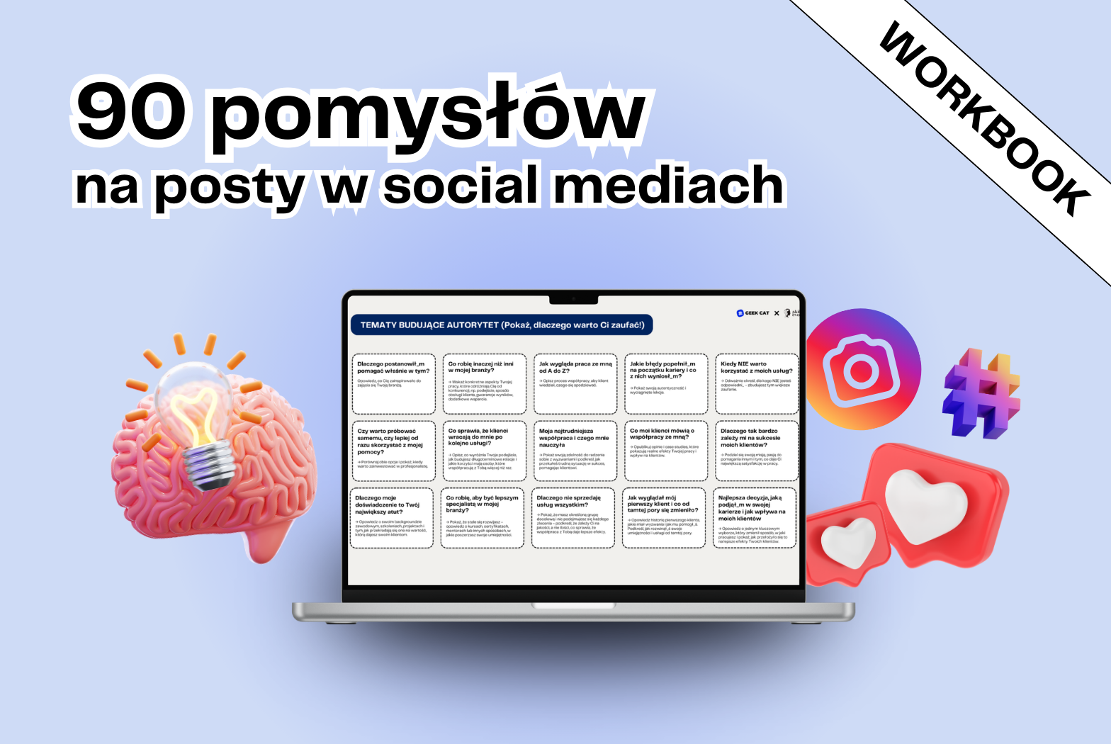 90 pomysłów na posty  dla solo przedsiębiorców