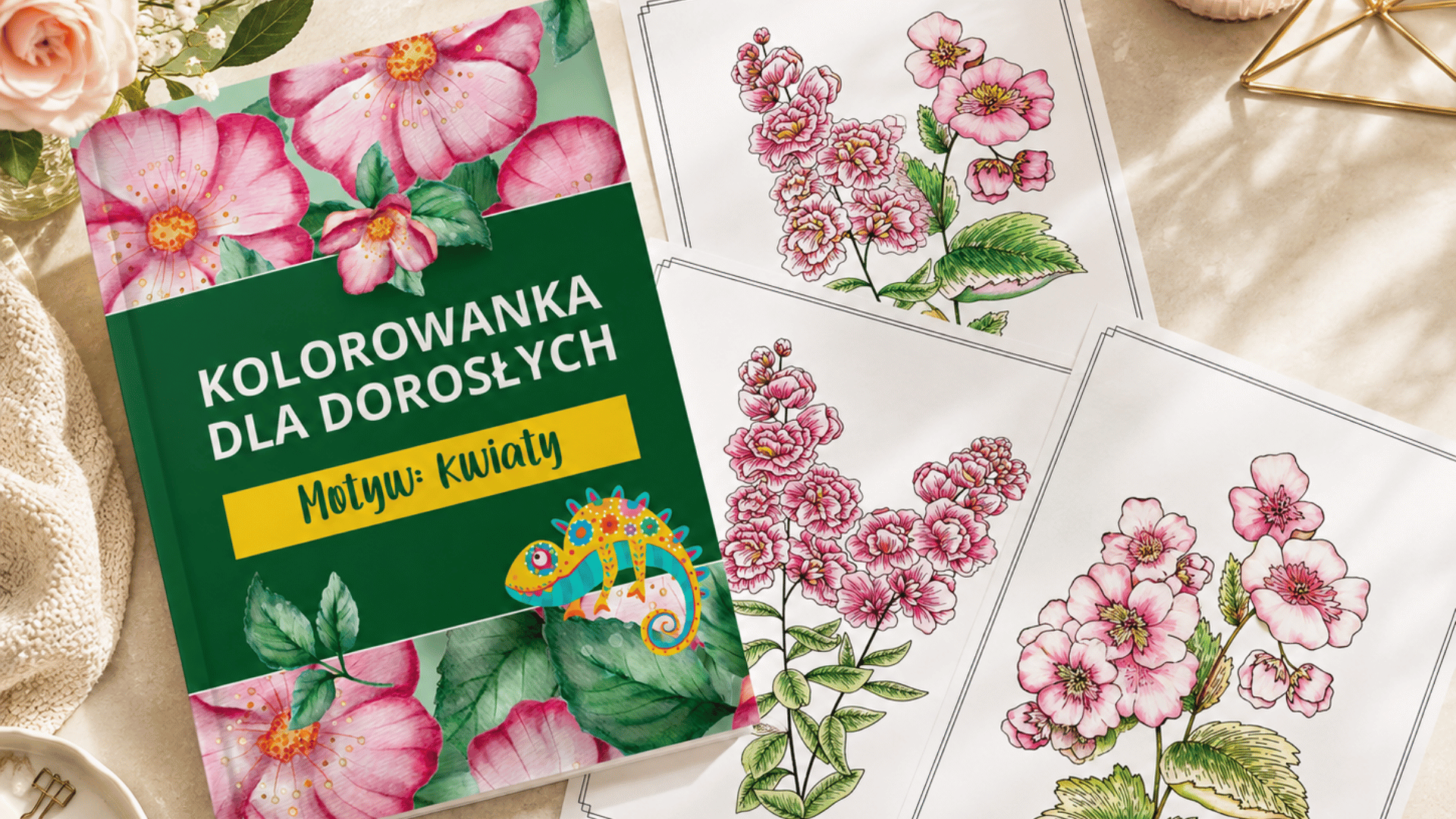 Kolorowanki dla dorosłych do druku PDF – 98 kwiatów