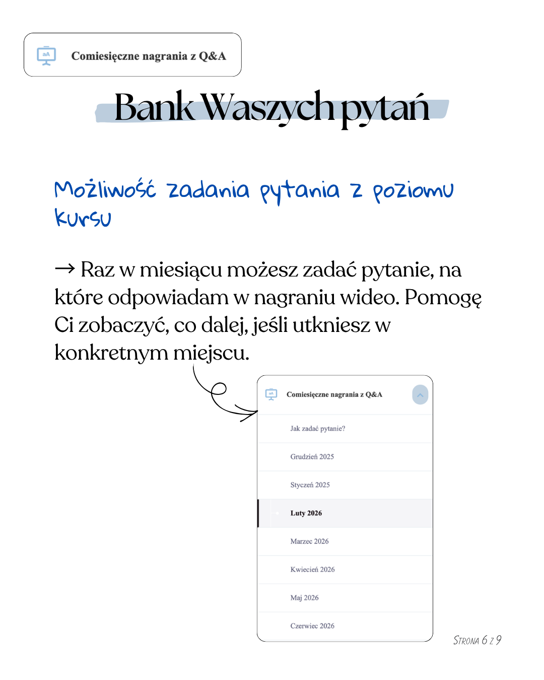 Comiesięczne nagrania z odpowiedziami na pytania uczestniczek